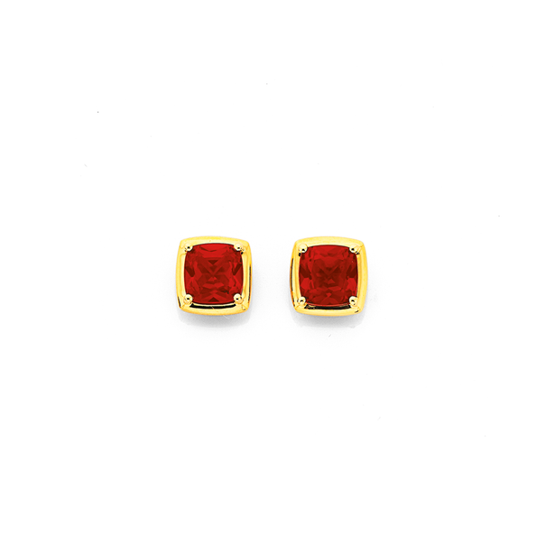 9ct Gold Created Ruby Stud Earrings