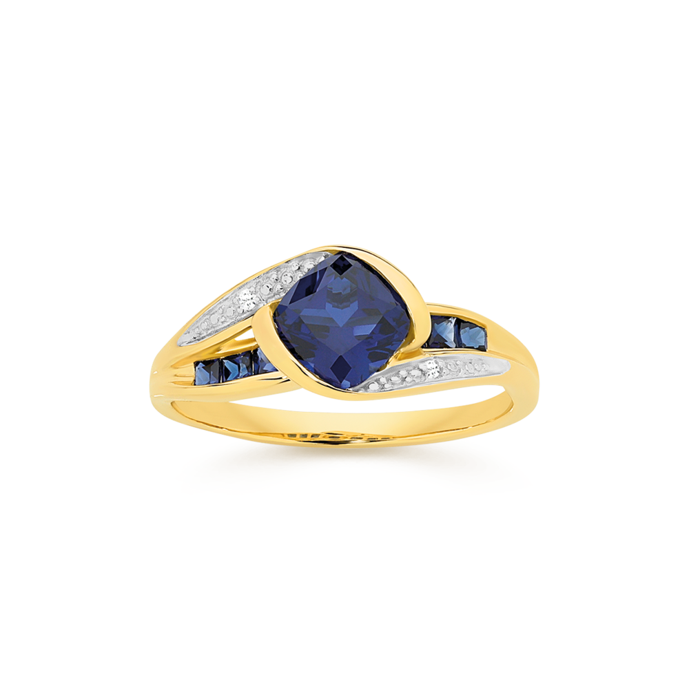 Prouds Sapphire And Diamond Ring PROUDS 9CT WHITE GOLD CREATED - Main Image