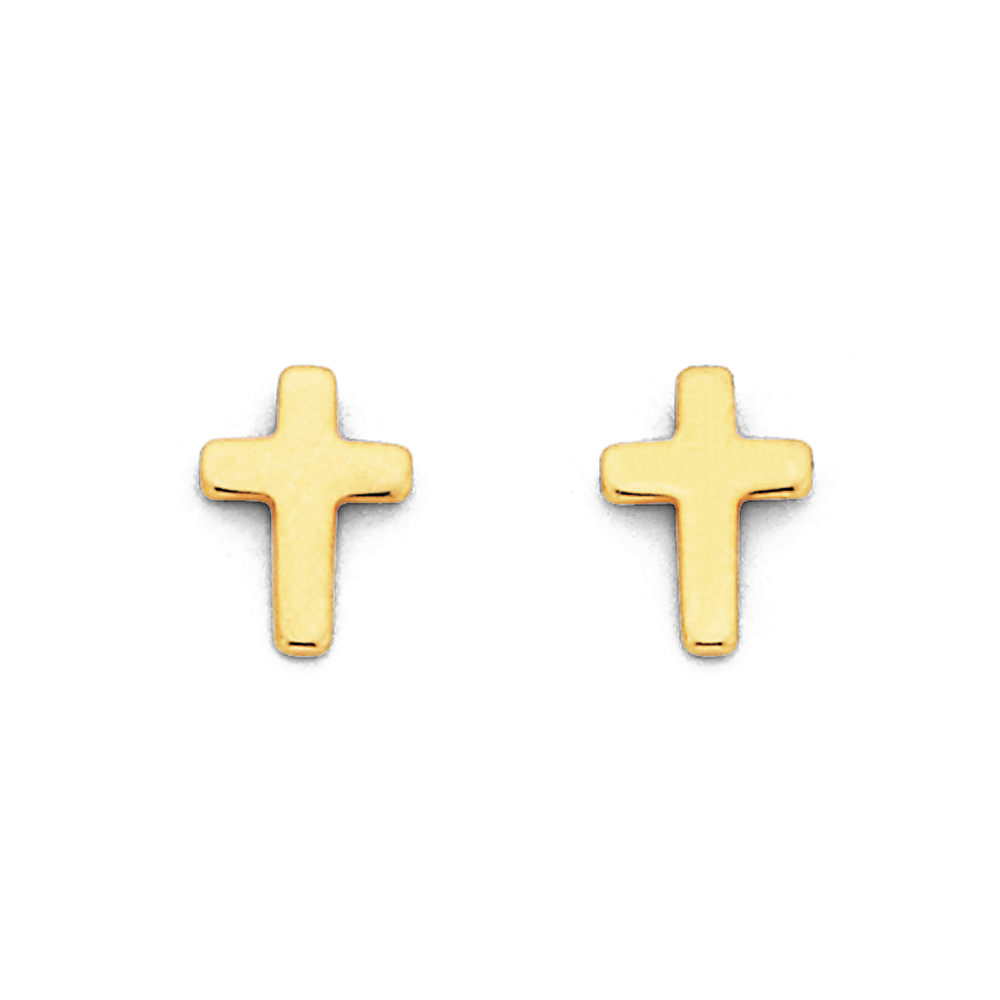 9ct Yellow Gold Plain Cross Stud Earrings