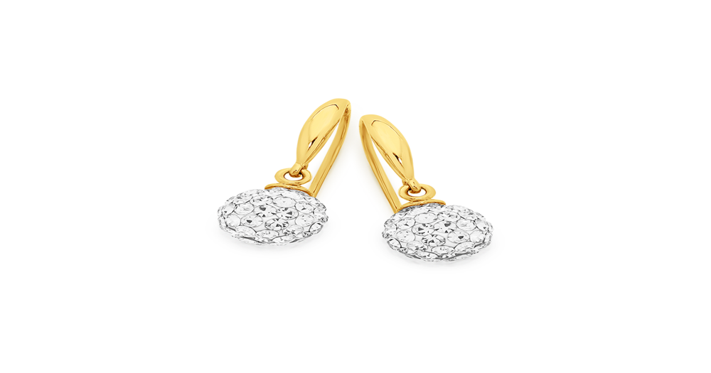 9ct Gold Crystal Ball Hook Earrings in White Prouds