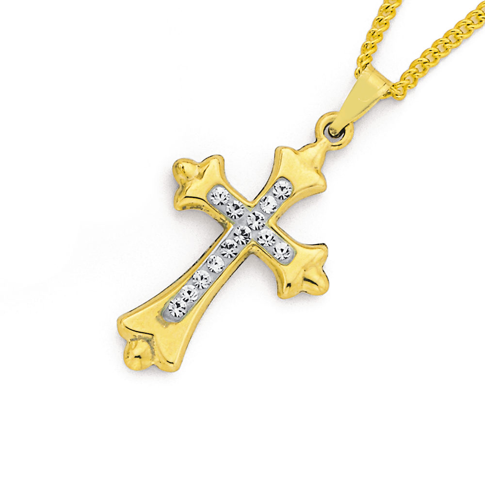 9ct Gold, Crystal Celtic Style Cross 