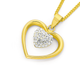 9ct Gold, Crystal Double Heart Pendant