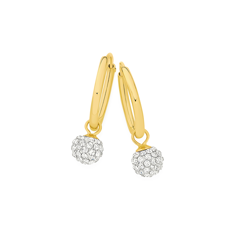 9ct Gold Crystal Hoop Earrings