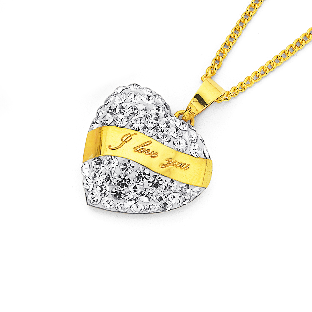 Love Heart Solitaire Cubic Zirconia 18K Gold Pendant Necklace Chain – ZIVOM