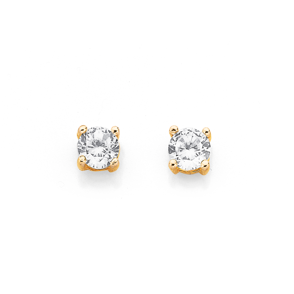 9ct gold cubic cheap zirconia stud earrings