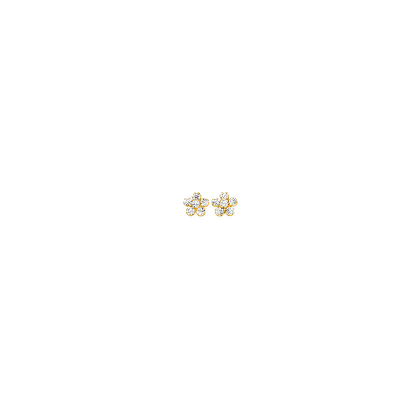 9ct Gold Cubic Zirconia Flower Stud Earrings