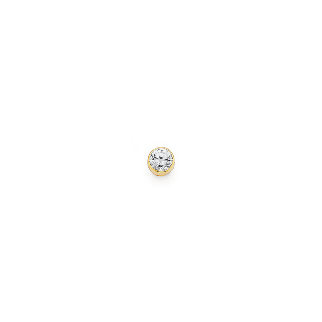 268649c01 9ct Gold, Cubic Zirconia Gents Round Single Stud Earring in Clear | Prouds