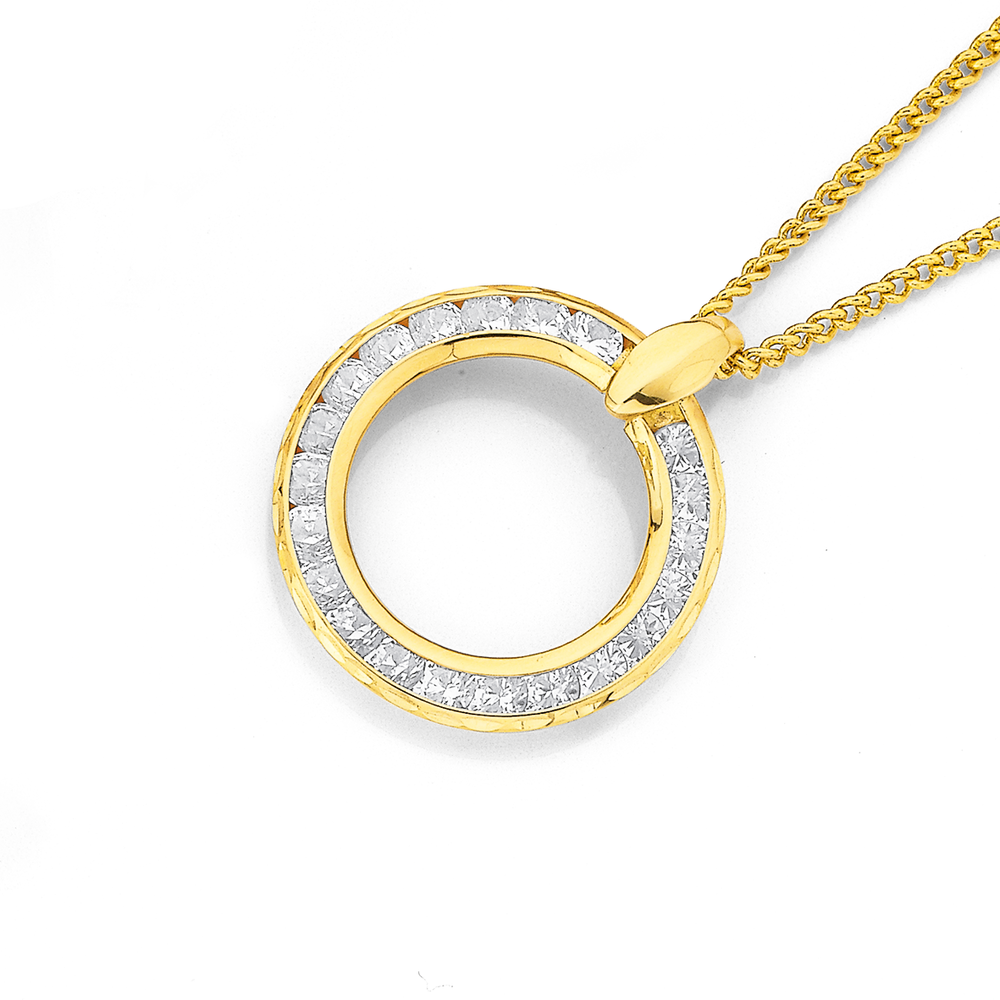 Cubic zirconia pendant yellow gold deals