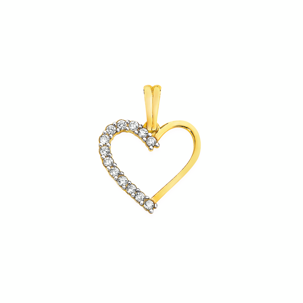 9ct Gold, Cubic Zirconia Open Heart 