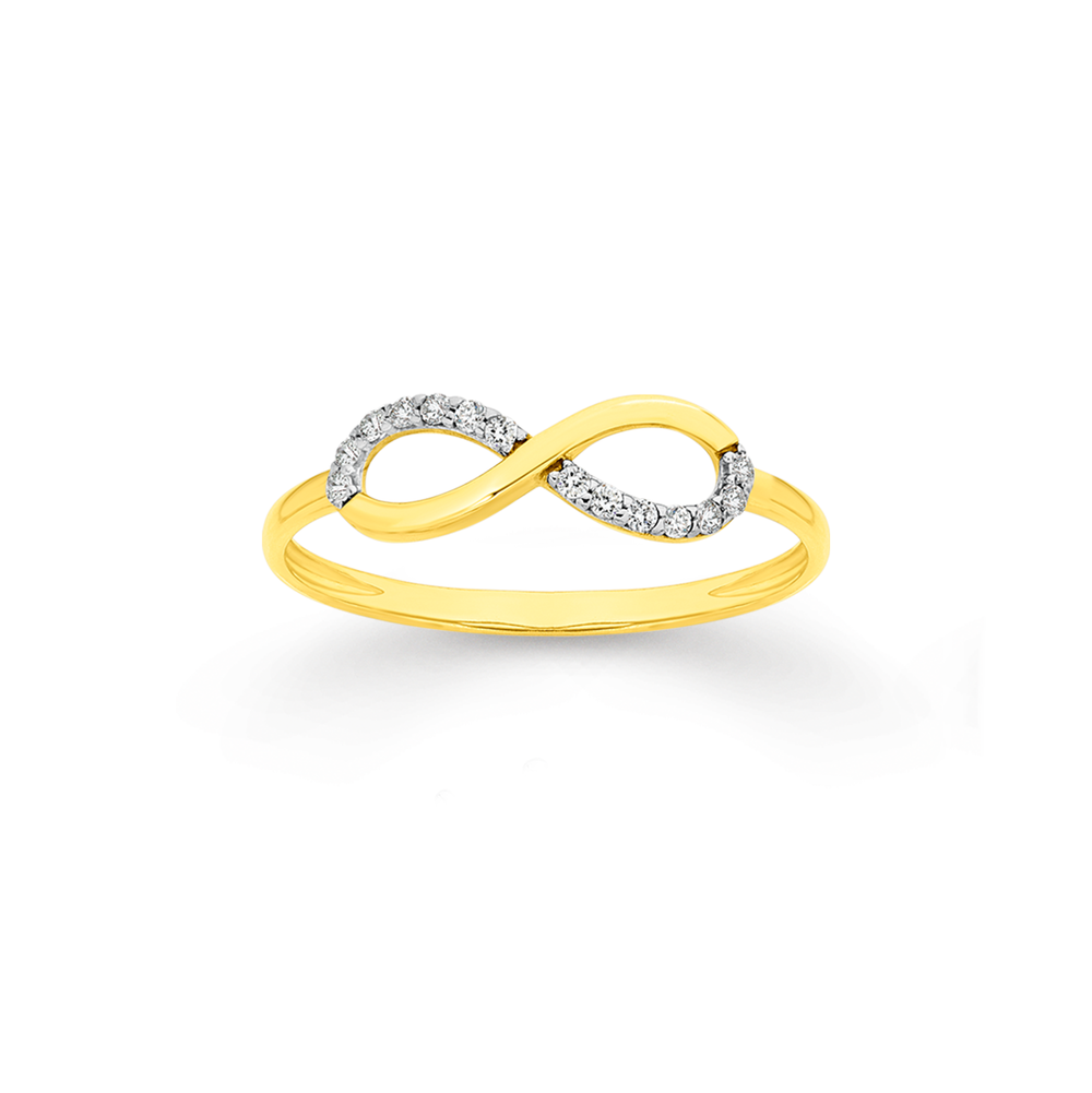 9ct Gold Cubic Zirconia Pave Infinity Ring in White Prouds