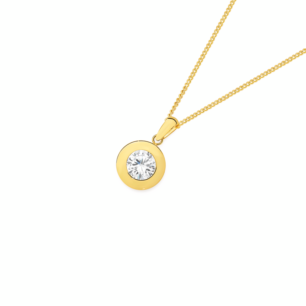 9ct Gold & Large Clear CZ Crystal Clip On Charm - Traditional Style By Jewellerybox