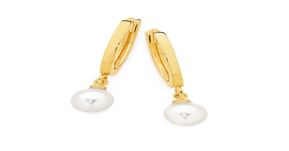 Fish & Pearl Huggie Earrings main image 1