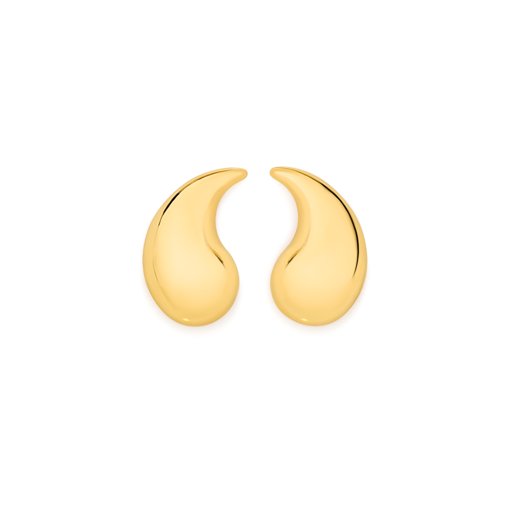 9ct Gold Curved Teardrop Stud Earrings Prouds