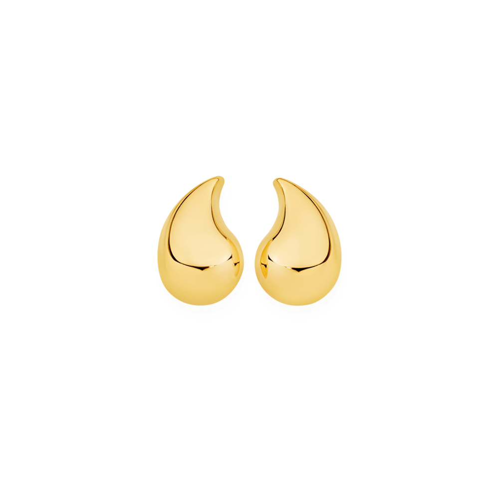 9ct Gold Curved Teardrop Stud Earrings