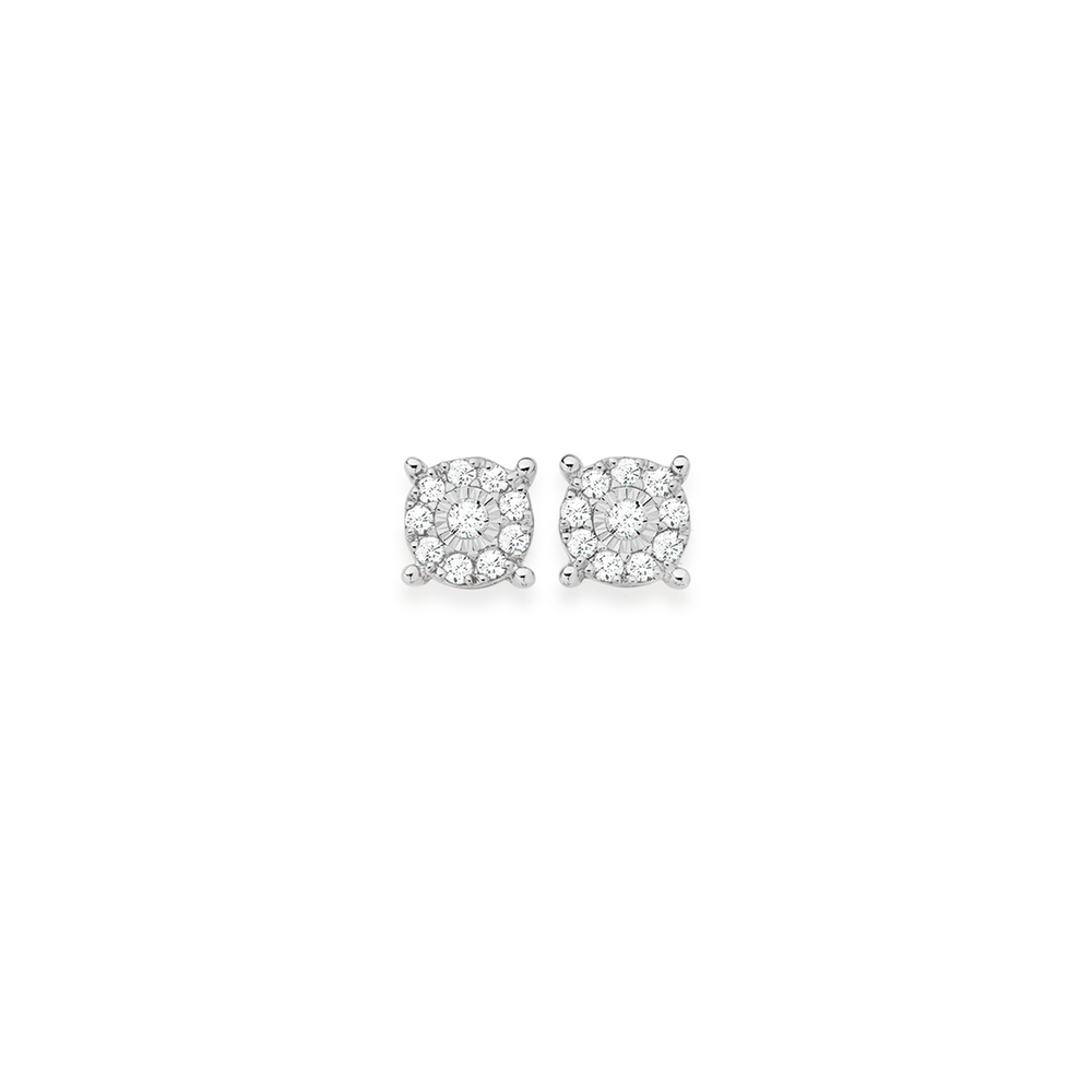 9ct Gold Diamond Amazing Look Stud Earrings