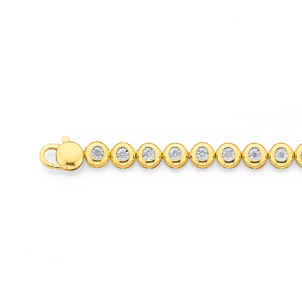 9ct Gold Diamond Bezel Set Bracelet
