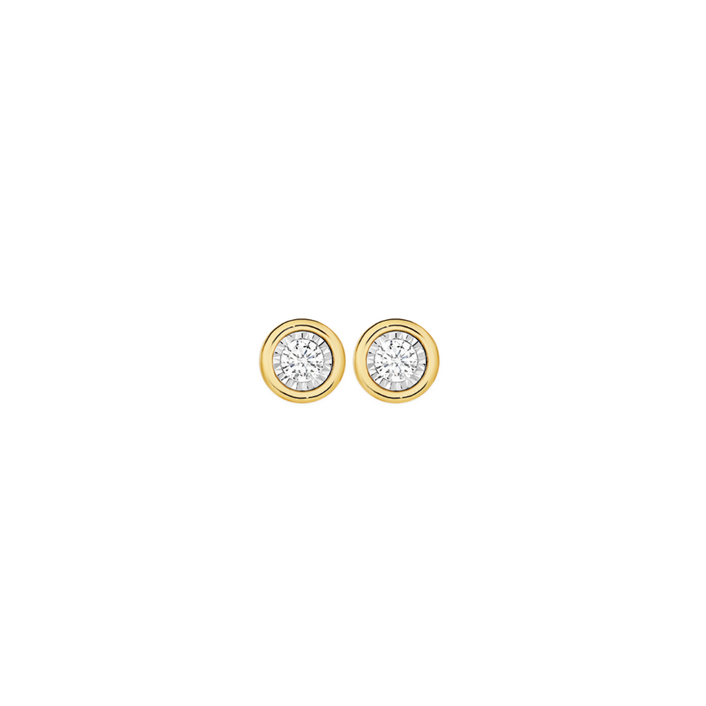 9ct Gold Diamond Bezel Stud Earrings