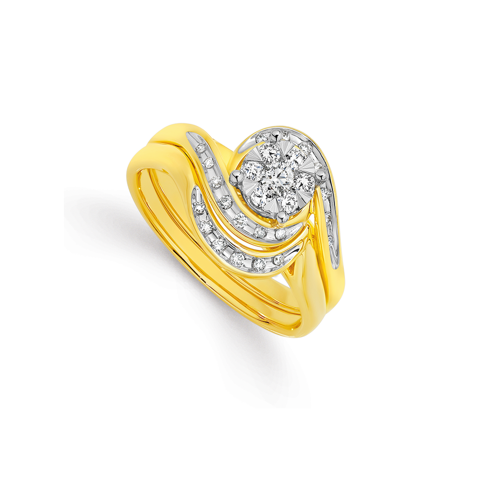 9ct Gold Diamond Bridal Set Prouds