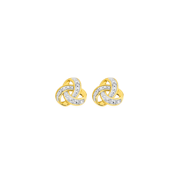 9ct Gold Diamond Celtic Knot Stud Earrings
