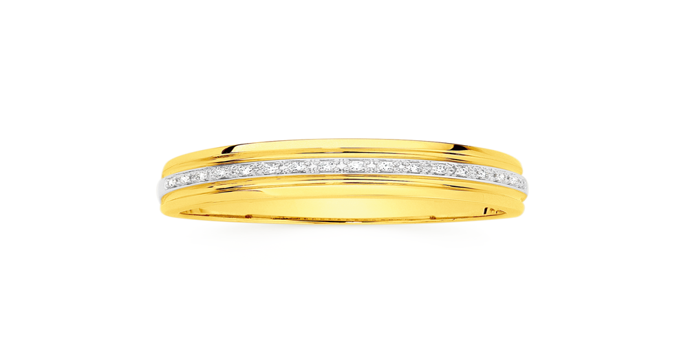 9ct Gold Diamond Centre Taper Gents Ring | Prouds