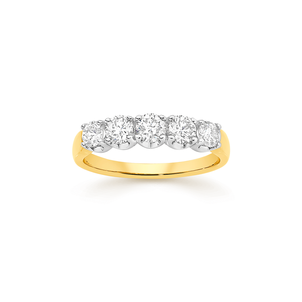 9ct Gold Diamond Claw Set Band