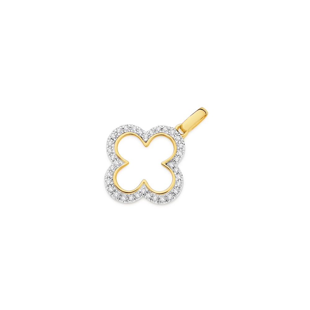 9ct Gold Diamond Clover Pendant Prouds