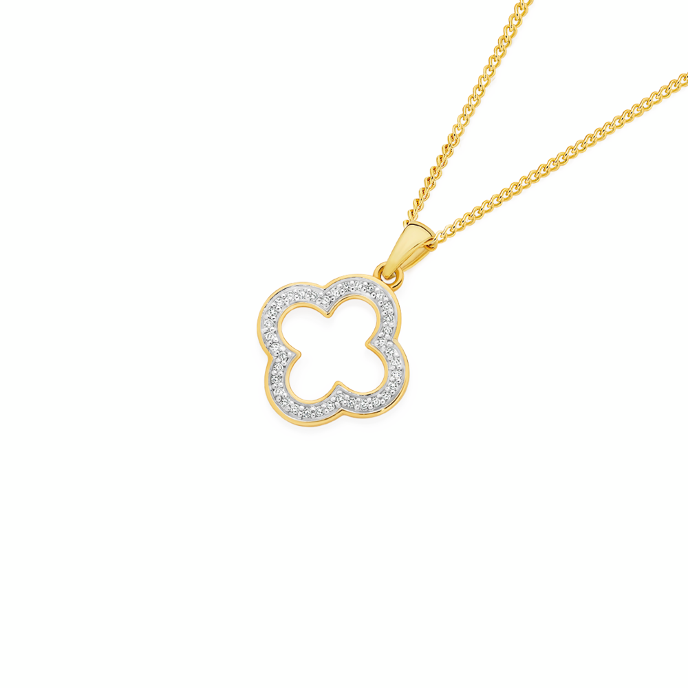 9ct Gold Diamond Clover Pendant