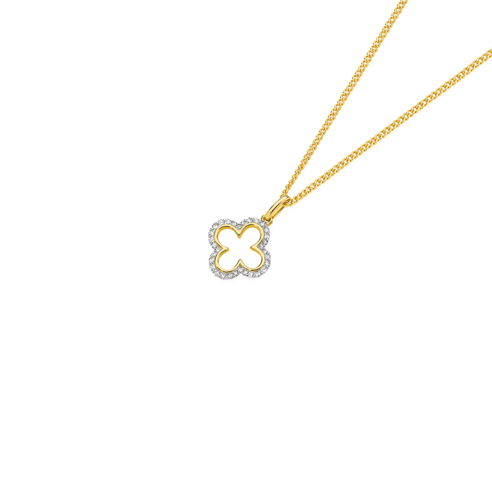 9ct Gold Diamond Clover Pendant
