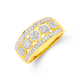 9ct Gold, Diamond Cluster 3 Row Band