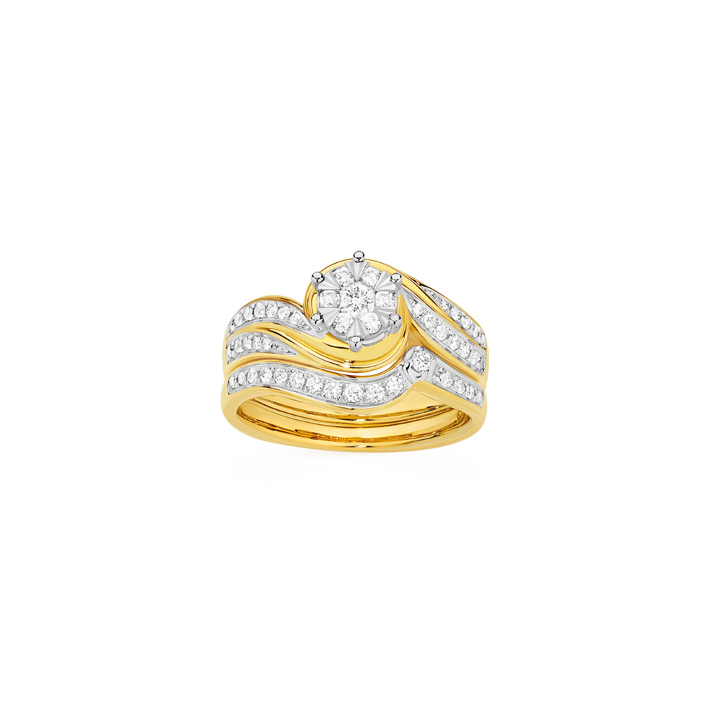 9ct Gold Diamond Cluster Bridal Set