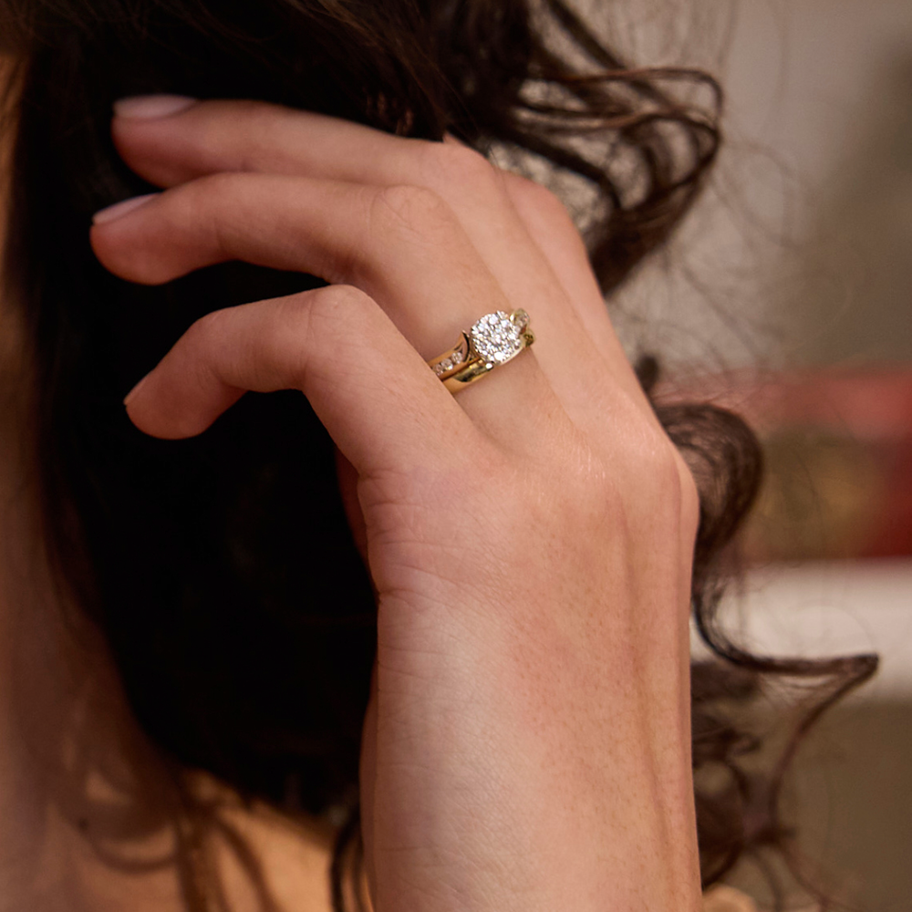 9ct Gold Diamond Cluster Bridal Set Prouds