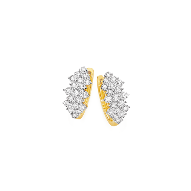 Diamond cluster hoop earrings Outlet