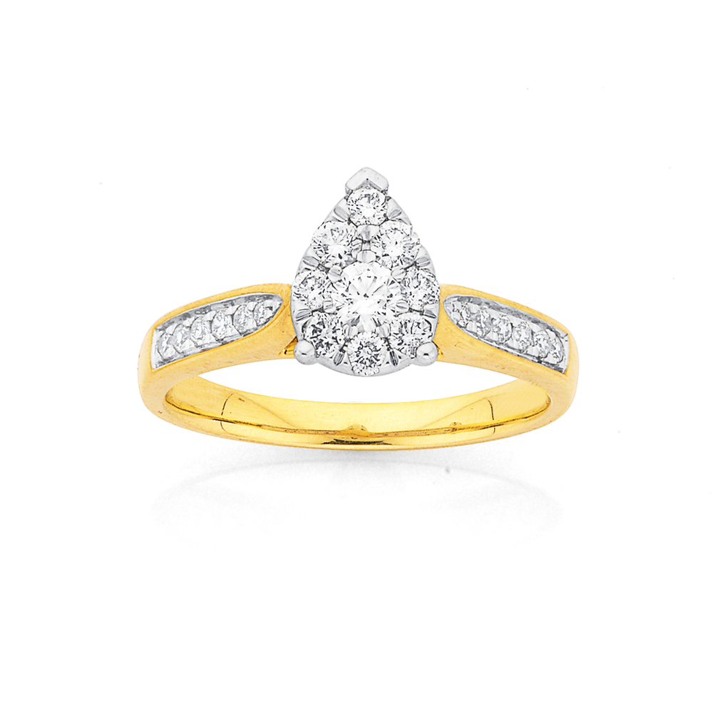 9ct Gold Diamond Cluster Bridal Set Rings Prouds The Jewellers