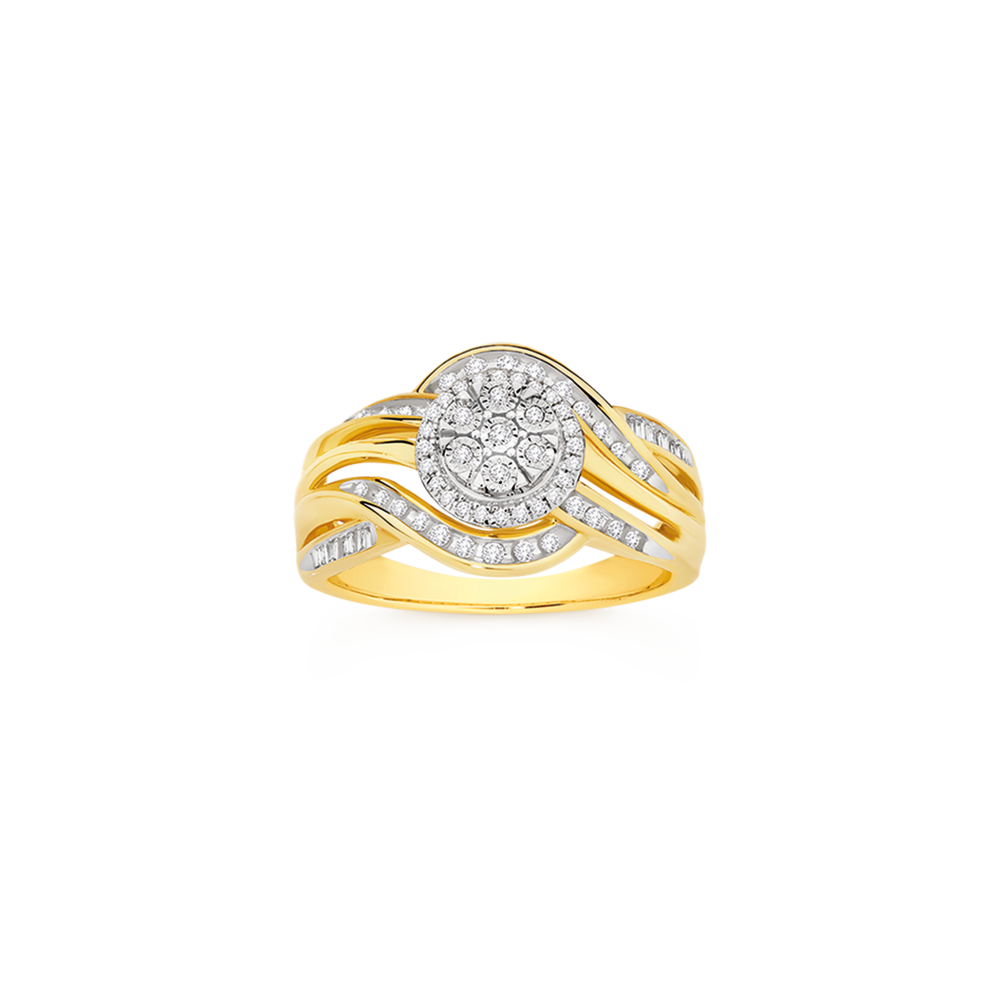 9ct Gold Diamond Cluster Wrap Ring