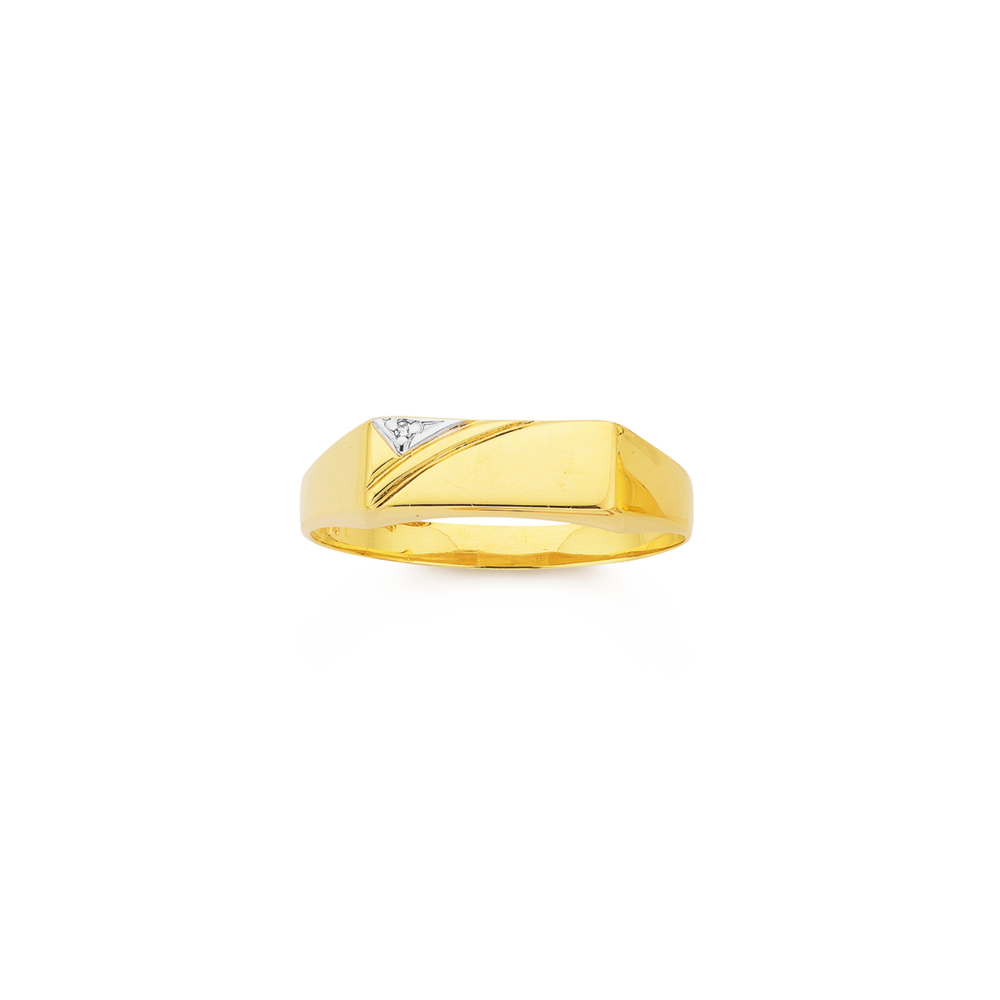 9ct Gold Diamond Corner Stripe Ring