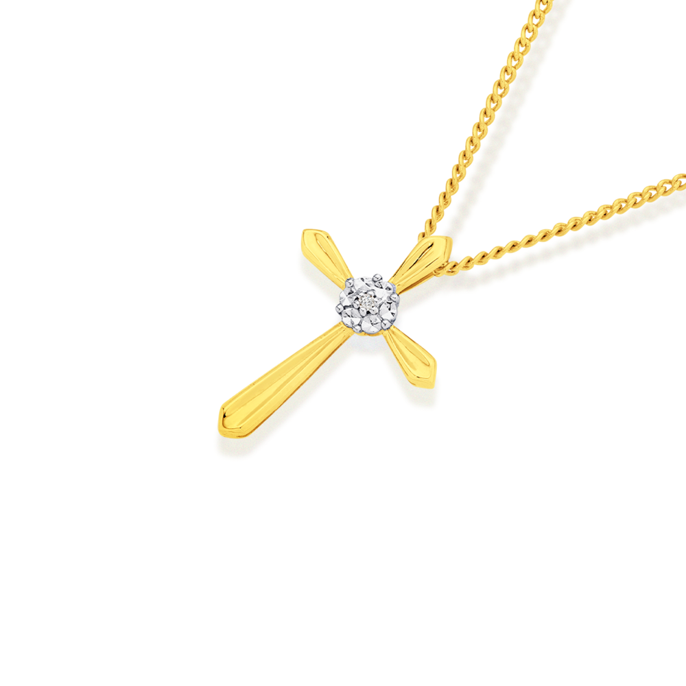 18K Gold Diamond Cross Pendant | Australian Opals | Shop Opal and Diamond  Jewellery Australia