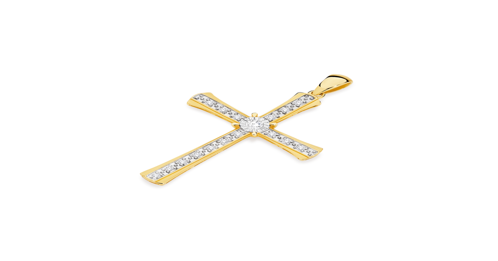 9ct Gold Diamond Cross Pendant Prouds