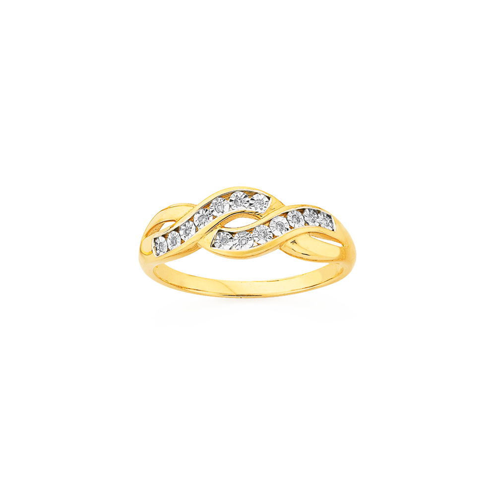 9ct Gold Diamond Crossover Ring