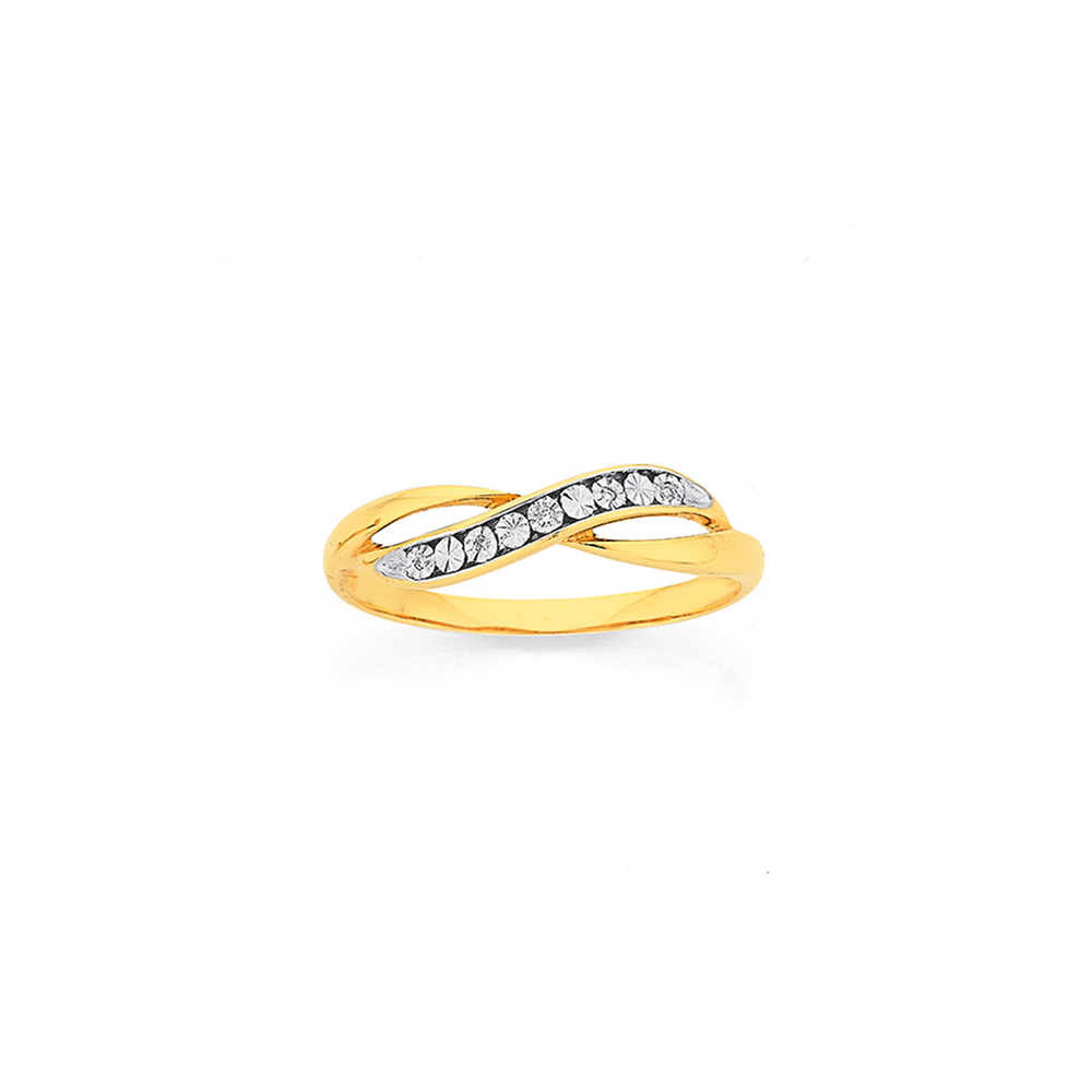 9ct Gold Diamond Crossover Ring