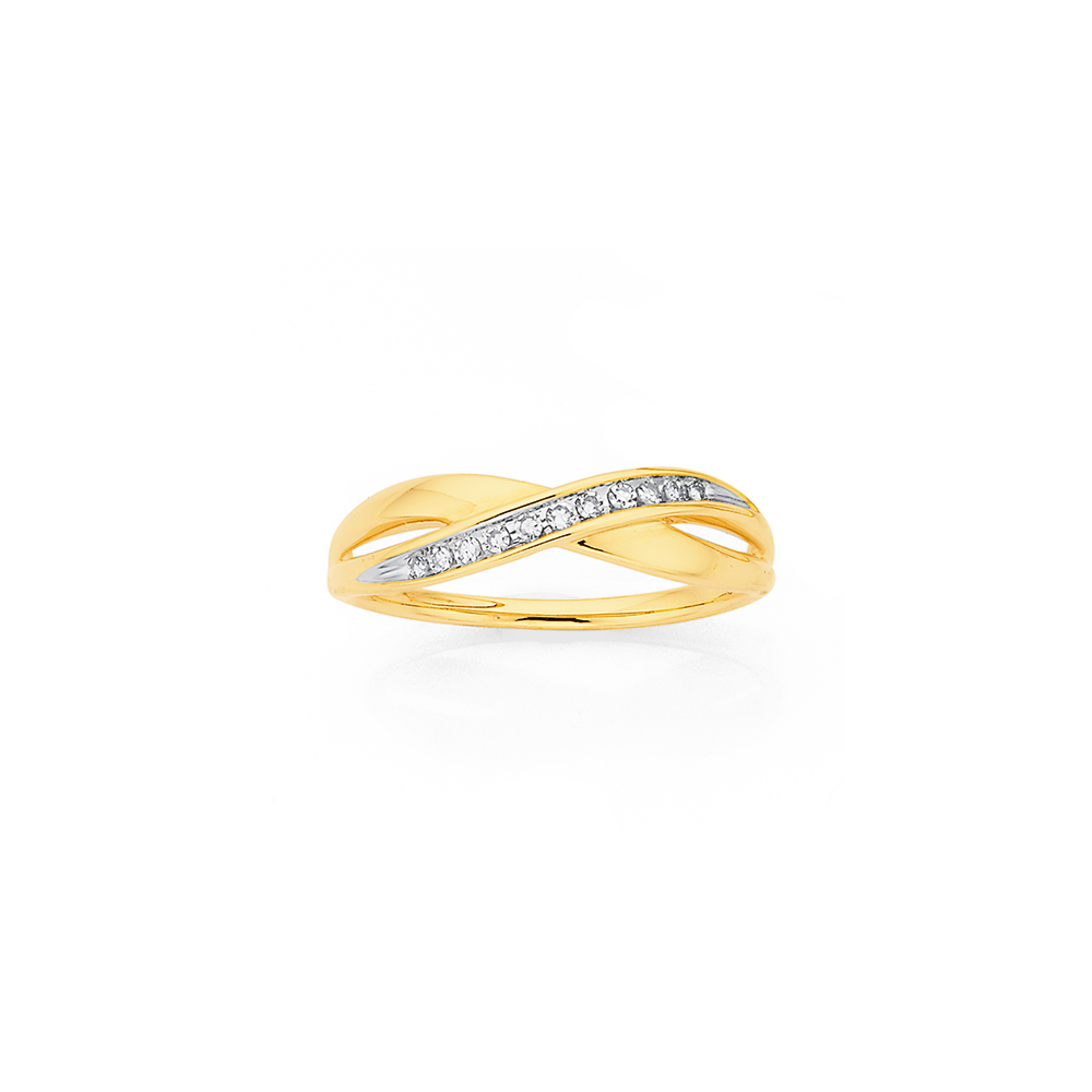9ct Gold Diamond Crossover Ring