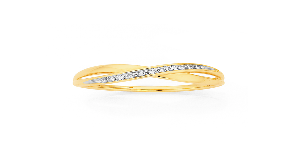 9ct Gold Diamond Crossover Ring Prouds