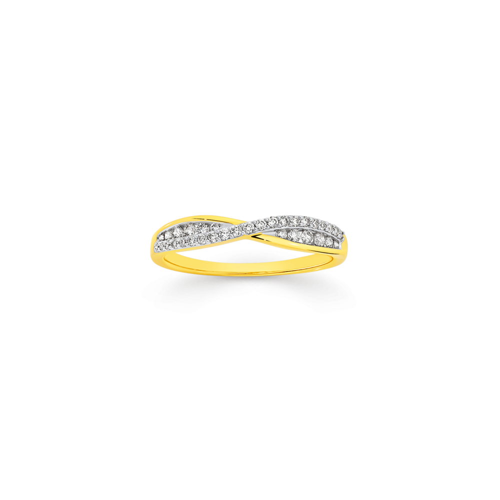 9ct Gold Diamond Curved Band