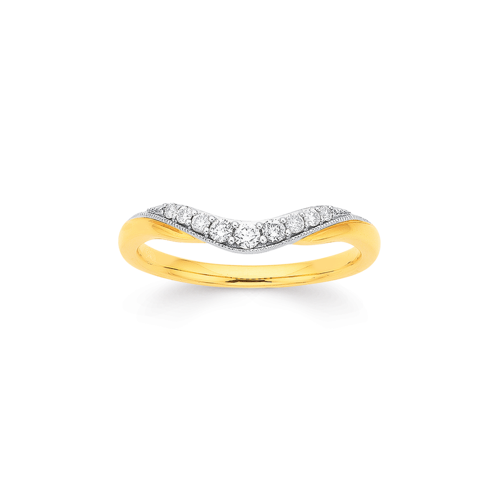 Curved white gold online diamond wedding bands