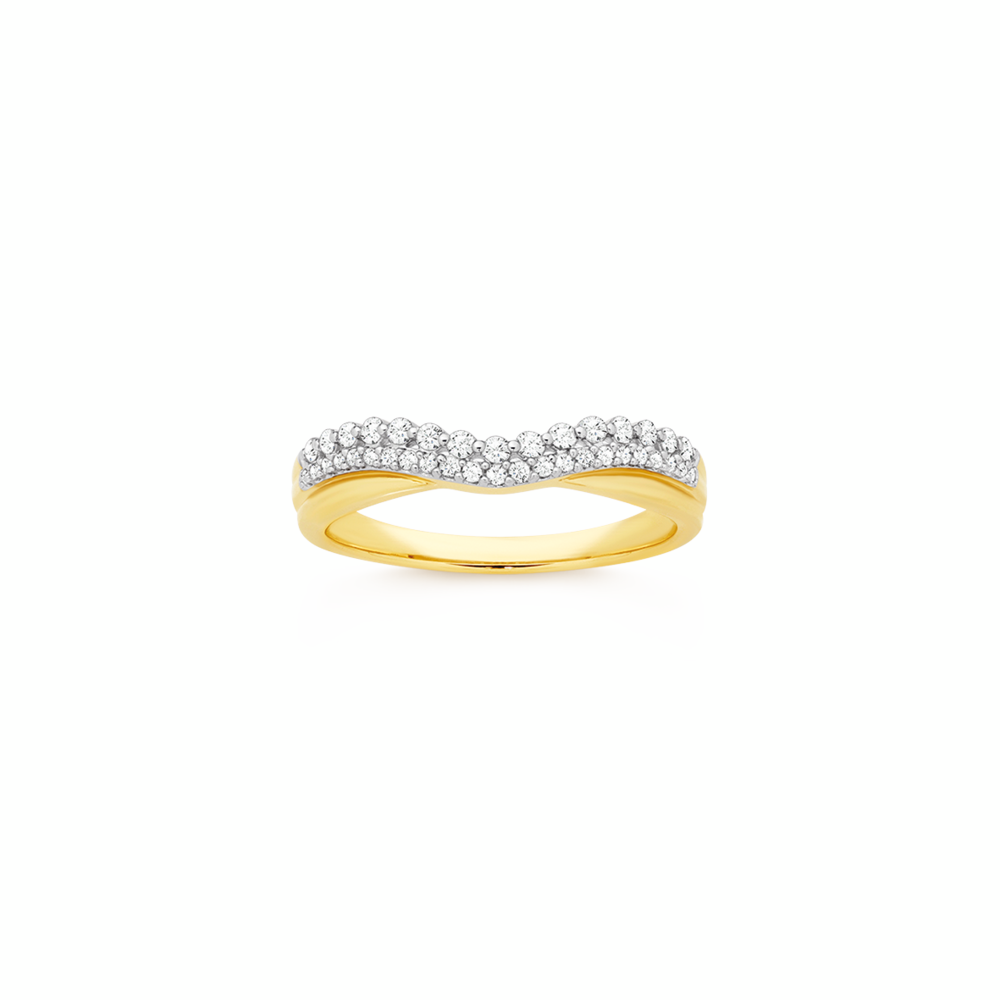 9CT GOLD DIAMOND CURVED BAND