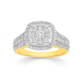 9ct Gold, Diamond Cushion Shape Dress Ring