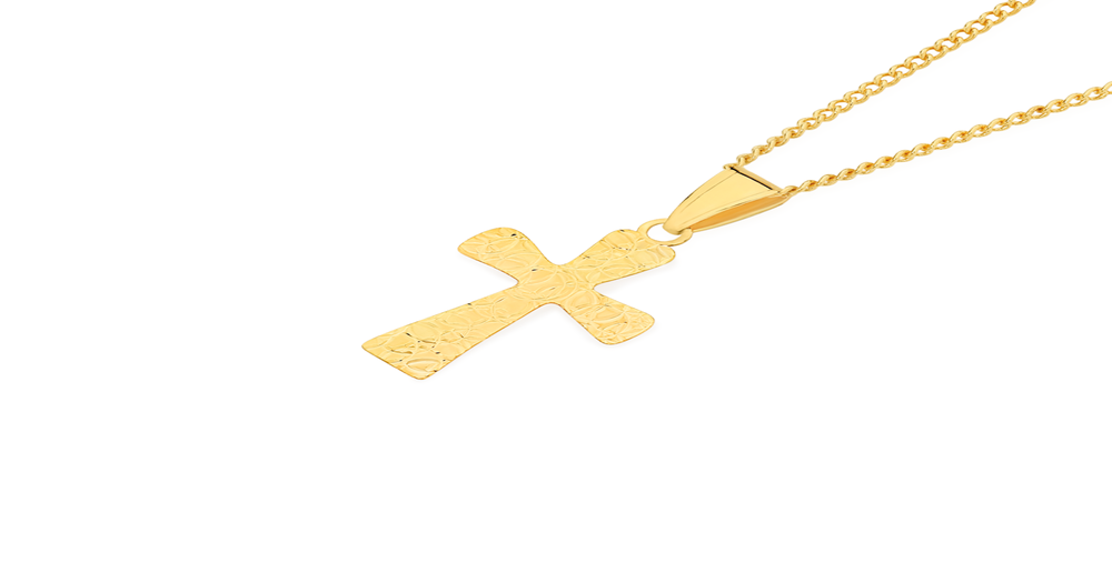 9ct Gold Diamondcut Cross Pendant Prouds