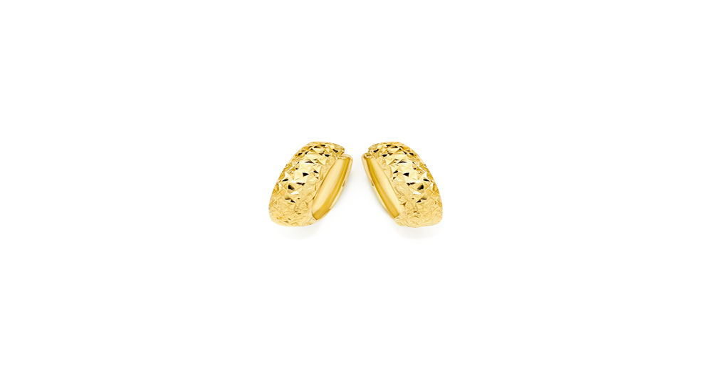 9ct Gold Diamond-cut Huggie Earrings | Prouds