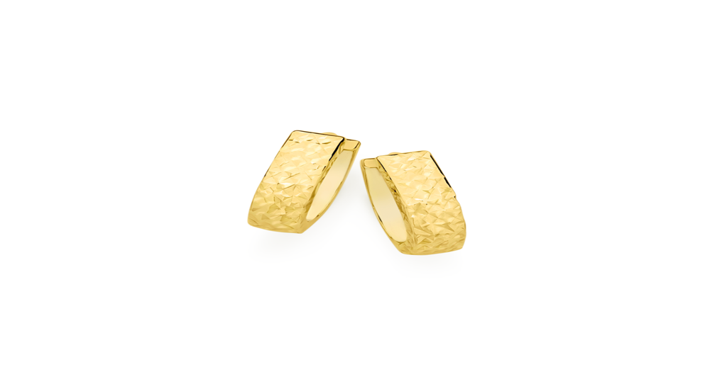 9ct Gold Diamond-cut Huggie Earrings | Prouds