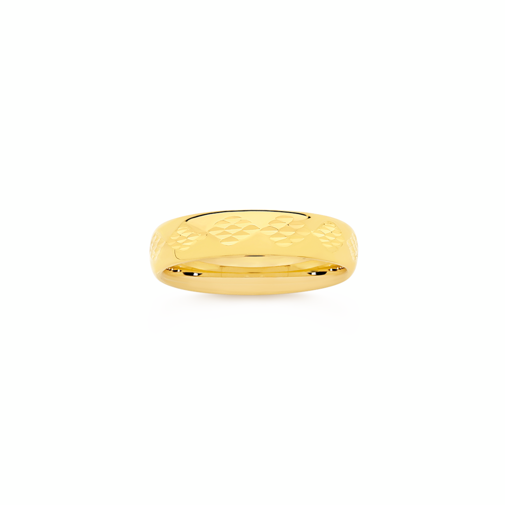 9ct Gold Diamond-Cut Pattern Comfort Ring