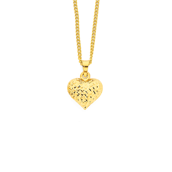 9ct Gold Diamond Cut Puff Heart Pendant Pendants Prouds The Jewellers 9ct Gold Diamond Cut Puff Heart Pendant Pendants Prouds The Jewellers